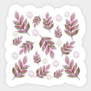 Autumn Leaves in Fall Colors Watercolor Pattern Sticker